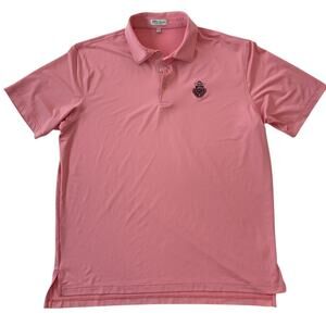 Peter Millar Summer Comfort Mens Golf Polo Embroidered OAKS Solid Pink Sz XL
